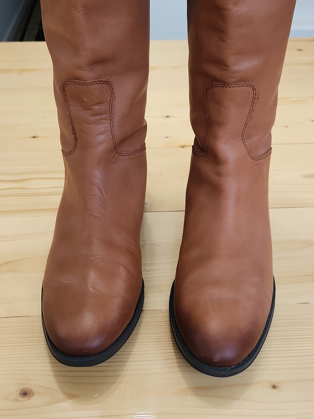 Sam Edelman Penny Tall Riding Boots Cognac Brown Leather Knee High Size 10M - Picture 14 of 16
